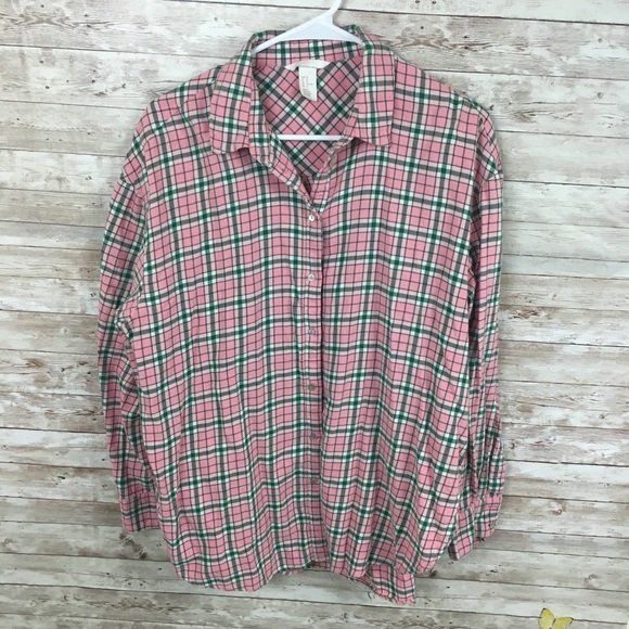 H&M Pink Flannel Button Down Size 10 - Picture 1 of 5